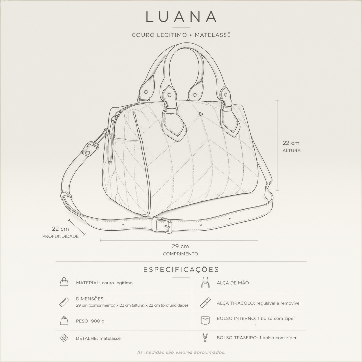 Bolsa Luana - Café & Preta