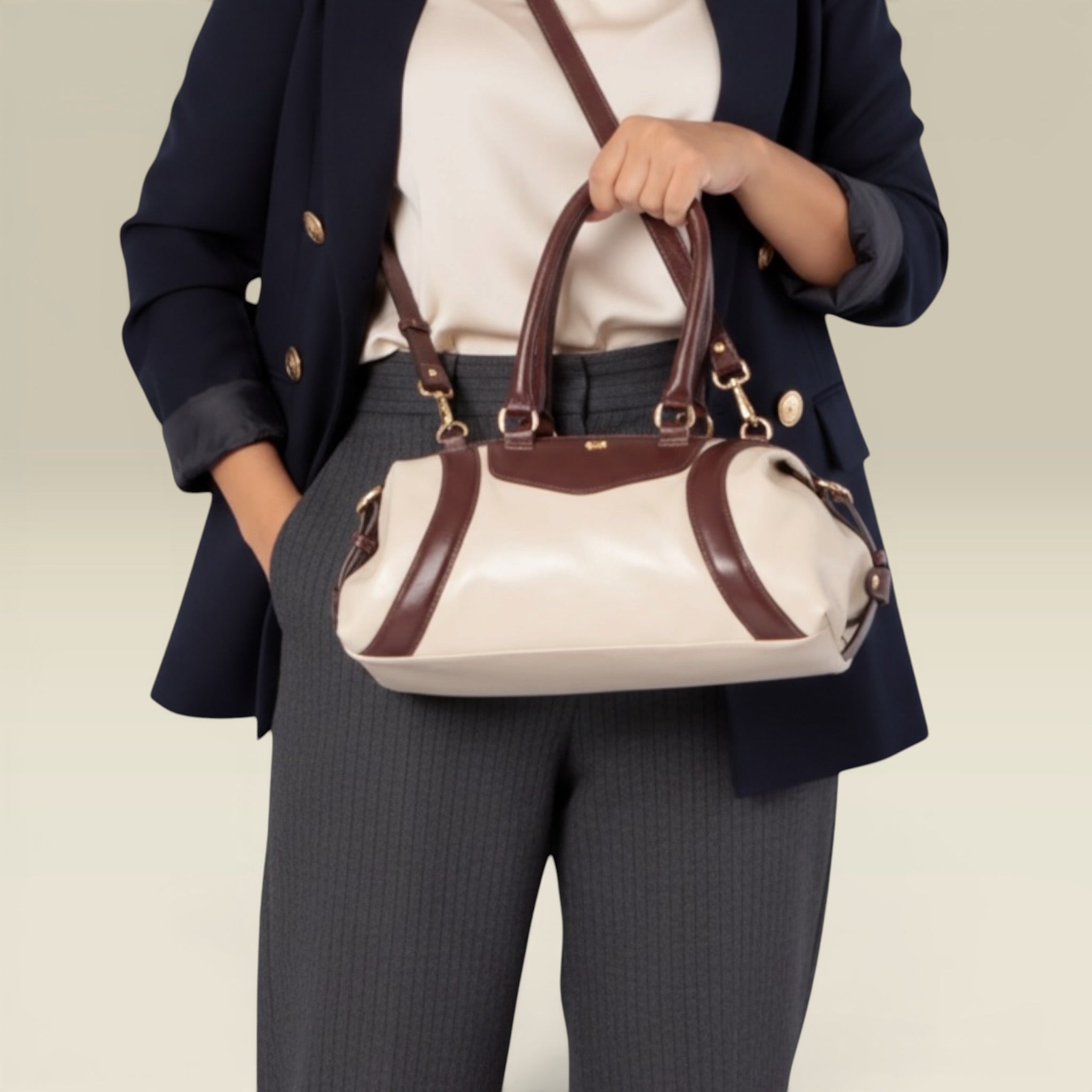 Bolsa Luiza- Off White & Café