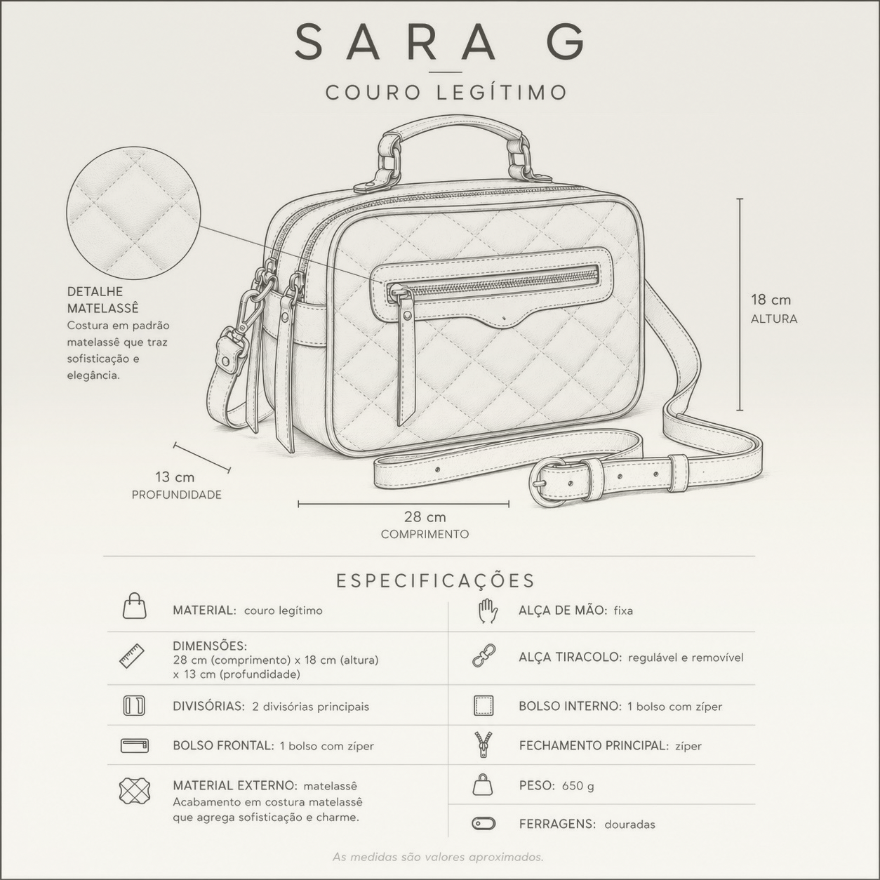Bolsa Sara G -  Nude